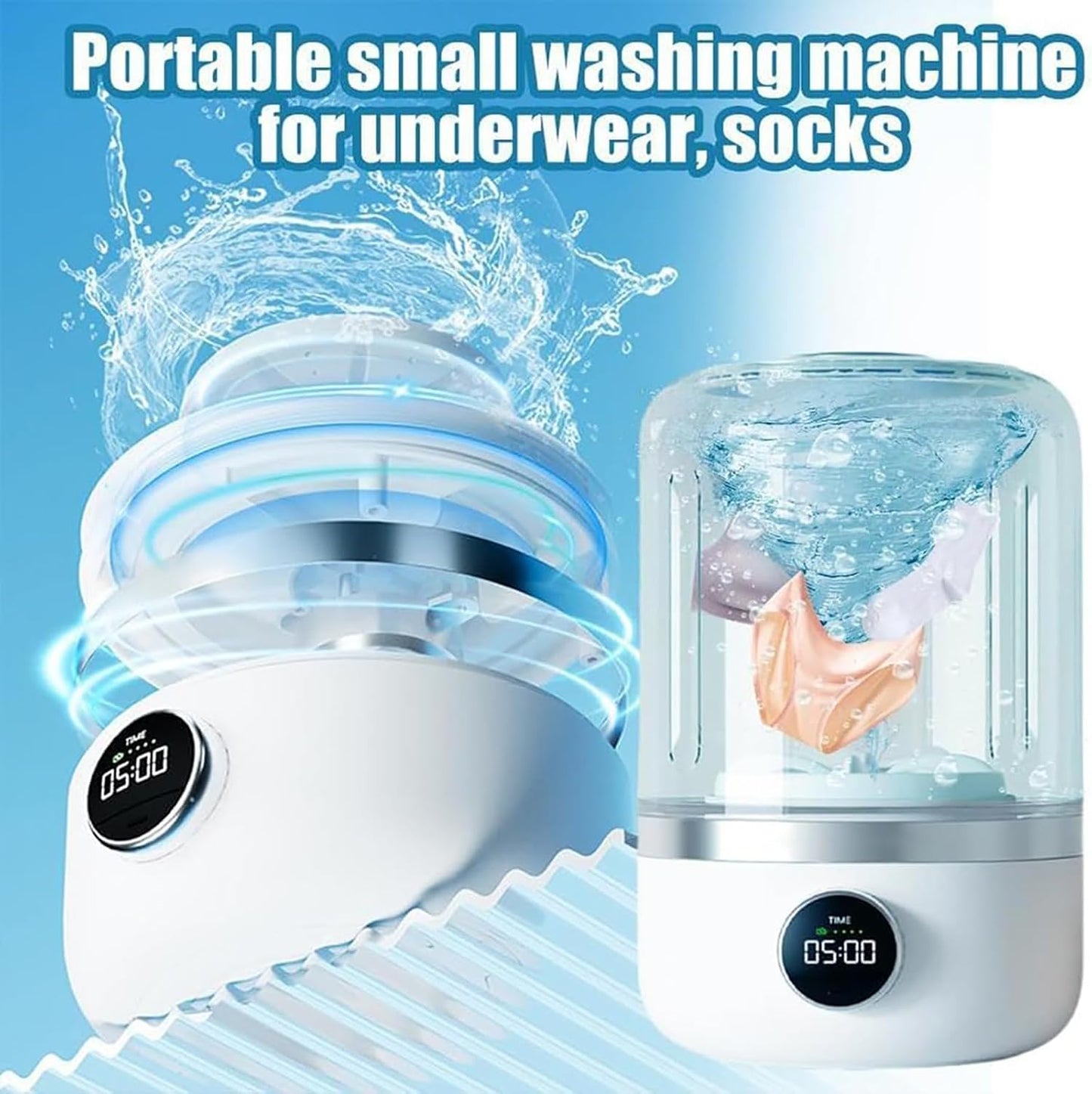 Home Harmony Solution ™ - Wireless Mini Washing Machine for Underwear, Socks, and Small Clothing Items